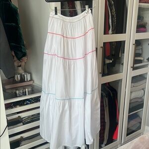 Staud White Maxi Skirt with Multicolor Accents
